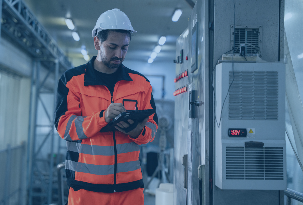 A lean manufacturing operative check in a warehouse